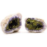 KDMD Coloured Calcite Geodes Natural Purple & Gold Crystals Unique Decor