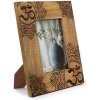 KDMD Large Mango Wood Picture Frame with Mandala Design Black 13x18cm in Brown | Size: 13x18 cm