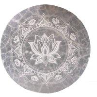 KDMD Medium Charging Plate 10cm Lotus Mandala Candle Crystal Tray in Grey