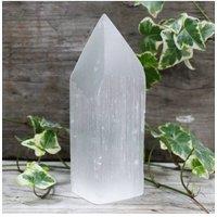 KDMD Selenite Pencil Point Tower 15cm Moroccan Healing Crystal in White
