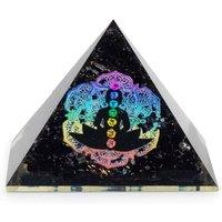 KDMD Black Tourmaline Chakra Buddha Orgone Pyramid
