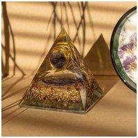 KDMD Amethyst Copper Orgone Pyramid 7x6cm for Energy & Meditation in Gold | Size: 7x6 cm