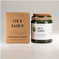 KDMD Greenman Woodwick Soy Candle Fig Cassis 26 Hour Burn in Green