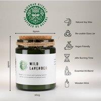 KDMD Wild Lavender Soy Woodwick Candle with 26 Hour Burn in Green