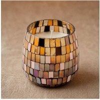 KDMD Amber Mosaic Medium Glass Jar Candle with Golden Glow