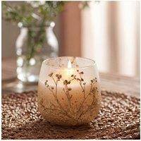 KDMD Medium Wildlight Woods Glass Jar Candle With Dried Flowers in Brown