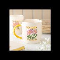 KDMD No Rain No Flowers Motivational Yellow Handle Mug 370ml in White