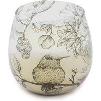 KDMD Small Glass Jar Candle Drawn by Flame Bird Botanicals 35 Hour in White