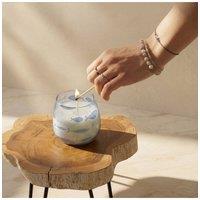 KDMD Small Glass Jar Candle Seabreeze Coastal Blue Fish Pattern