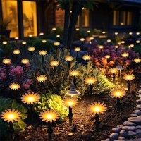Quipulse 20 Lights Solar-powered Sunflower Garden Ground Lights in Warm White