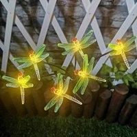 Quipulse Solar Garden Stake Decor Lights Dragonfly Shape Warm Light 10 Heads