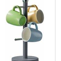 Kelvenix Stainless Steel Matt Grey Coated 6 Cups Mug Tree Kitchen Storage Rack