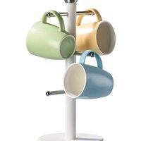 Kelvenix Stainless Steel White Coated 6 Cups Mug Tree Kitchen Storage Rack