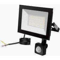 Kelvenix PIR Motion Sensor 100W LED Floodlight, Outdoor Garden Wall Lamp in Black