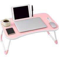 Kelvenix Pink Foldable Lap Tray, Portable Laptop Table with Cup Holder Slot