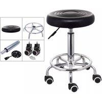 Kelvenix Height Adjustable Swivel Round Salon Stool Rotation Cosmetic Bar in Black