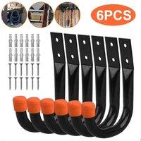 NESTLUNE 6 Pcs Heavy Duty Wall Mount Hooks in Black | Size: 10000mm x 520mm