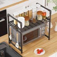 SPETLEK 2Tier Microwave Oven Rack Stand Storage Holder Kitchen in Black | Size: 0.6m2
