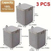 SPETLEK 3x 180L Clothes Storage Bags Zips Bedroom Large in Grey