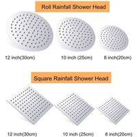 NESTLUNE 8Large Square Shower Head Bath Shower Head in Silver