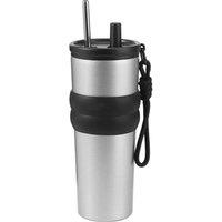 NESTLUNE Stainless Silver Steel Coffee Thermal Mug Straw Cup | Size: 0.5m x 1m
