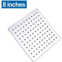 NESTLUNE 8 inch Square Shower Head Overhead Rainfall in Silver