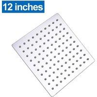NESTLUNE 12 inch Square Shower Head Overhead Rainfall in Silver