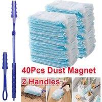 NESTLUNE Flash Dust Magnet Fluffy Duster Kit with Extendable Long Handle in Blue | Size: 100 cm x 15 cm