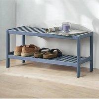 EONLION 2 Tier Wooden Bamboo Shoes Storage Organiser Rack in Blue | Size: 500mm