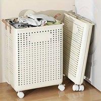 EONLION 37.5*30.5*55cm Large Capacity Folding Laundry Basket in Beige | Size: 100 cm