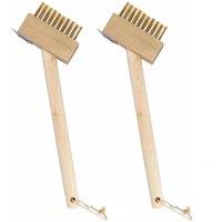VOGREX 2 x PATIO WEED WIRE BRUSHES BLOCK PAVING GARDEN in Brown