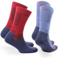 Norfolk Socks 2-Pack 60% Merino Wool Walking Socks - Anti-Blister - Leonardo in Red | Size: 9-12