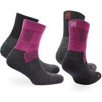 Norfolk Socks 2-Pack 60% Merino Wool Walking Socks - Anti-Blister - Leonardo QTR in Burgundy | Size: 6-8