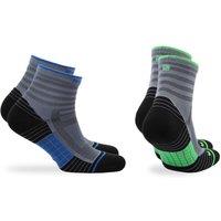 Norfolk Socks 2pk Technic Running Socks, Antiblister, Zoned Cushion, Antibacterial in Black | Size: 9-12