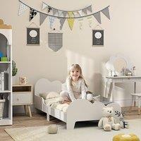 AIYAPLAY Cloud-Themed Toddler Bed with Safety Rails, 143.5 x 74.5 x 56cm in White | Size: 1 Pack
