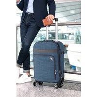 SHEONLY 20-Inch Blue Softshell Expandable Suitcase with Combination Lock