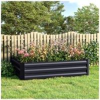 Living and Home Galvanized Steel Raised Garden Bed Planter Box in Black | Size: Large