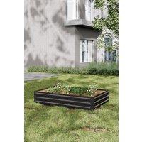 Garden Sanctuary Garden Metal Planter Box Flower Raised Garden Bed in Black
