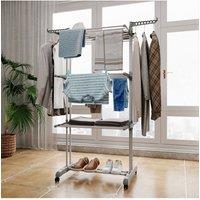 H&O Direct 3-Tier Foldable Clothes Drying Rack in Grey