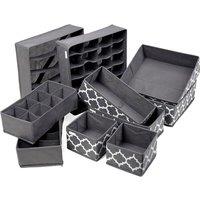 H&O Direct 10 Pcs Foldable Open design Non-woven Clothing Organizer in Black