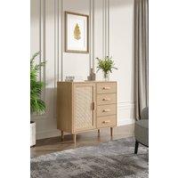 Wood & Rattan Accent Side Cabinet in Natural