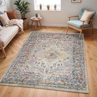 Livabliss Ankara Vintage Traditional Boho Living Dining Rug in Taupe | Size: 80 cm x 220 cm