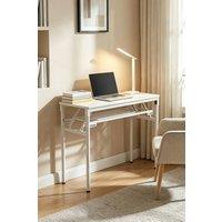 Living and Home Foldable 100 x 40cm 2-tier Office Desk with Adjustable Foot Pads in White | Size: 100 x 40 cm