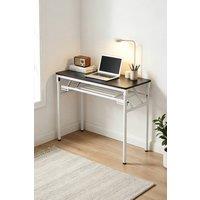Living and Home Foldable 100 x 40cm 2-tier Office Desk with Adjustable Foot Pads in Black | Size: 100 x 40 cm