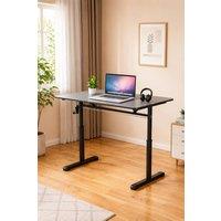Living and Home Height Adjustable Office Desk, Manual Lift, 80/100cm in Black | Size: 80 cm x 60 cm