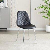 Stratus Interiors Luxury Quilted back PU Dining Chair with Chrome Legs in Black