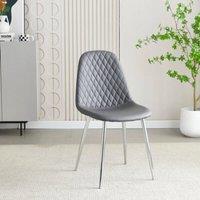 Stratus Interiors Luxury Quilted back PU Dining Chair with Chrome Legs in Grey