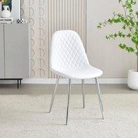 Stratus Interiors Luxury Quilted back PU Dining Chair with Chrome Legs in White