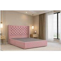 Nexus Mattresses Ltd Windsor Plush Divan Bed Base No Drawers - 54 Winged Headboard in Pink | Size: Small Double
