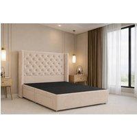 Nexus Mattresses Ltd Windsor Plush Divan Bed Base No Drawers - 54 Winged Headboard in Stone | Size: Small Double